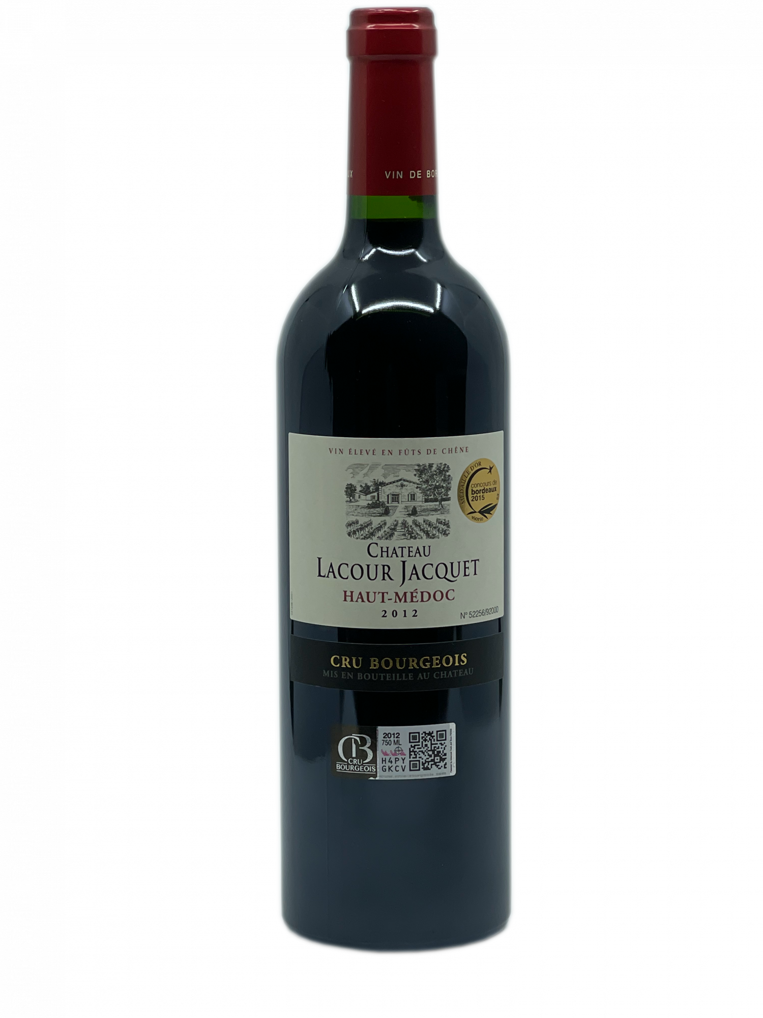 Médaille d'Or Bordeaux Haut Médoc Millésime Tradition Familiale rondeur gras robe grenat nez fruité cassis mûres fruits sauvages fraise des bois tannins fins soyeux