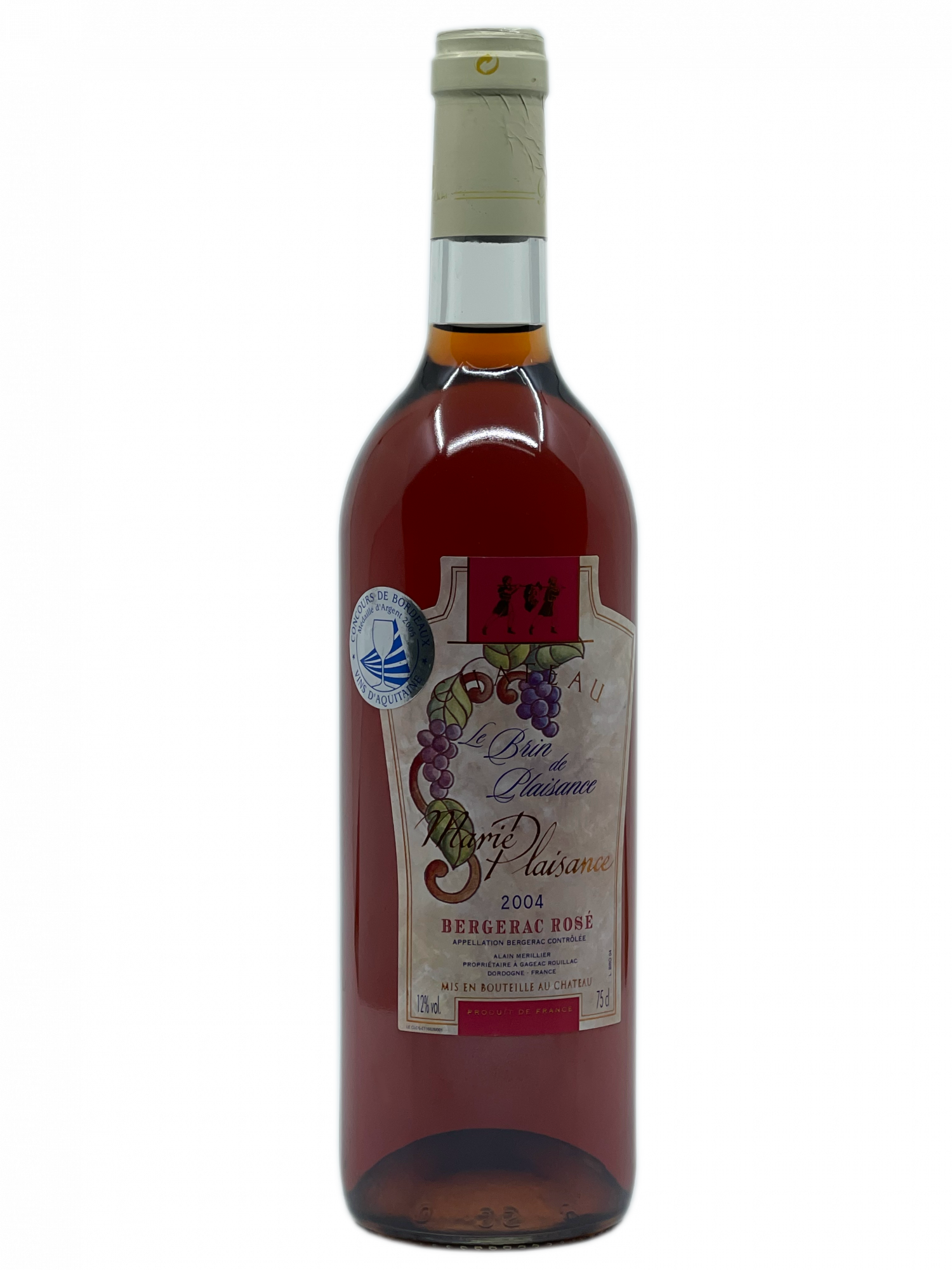 Sud Ouest Bergerac Dordogne Château vignoble millésime robe brillante vineux rose soutenu frais expressif arômes agrume note framboise banane bonbon anglais aromatique équilibré vivacité rondeur agréable fraîcheur persistance caudalie gourmandise rafraîchissant Médaille Argent Concours Bordeaux Vins Aquitaine