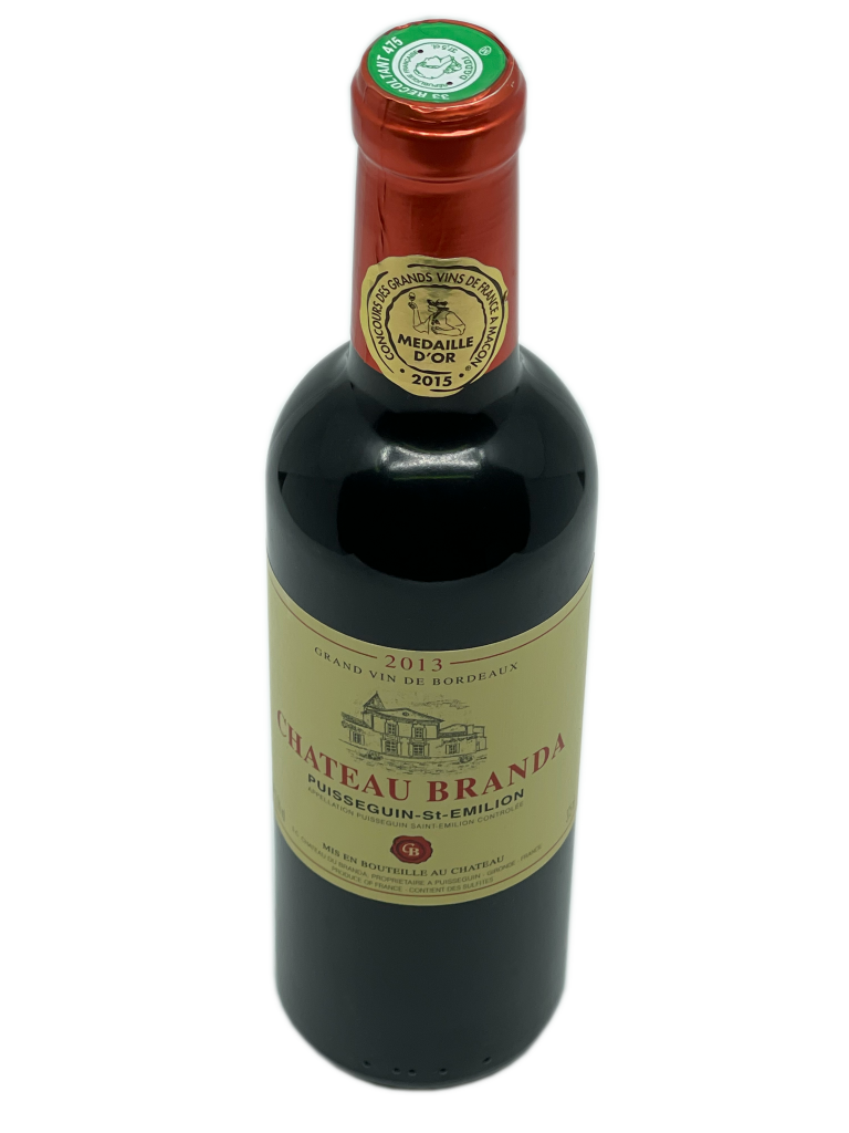 Bordeaux puisseguin saint émilion château colline terroir vignoble vigne domaine Branda meilleur appellation enorgueillir plateaux côtes restructuration référence satellite grand cru classé millésime robe rubis grande intensité reflets violines nez bouche moka notes arômes fumée fruits noirs rouges mûrs ample charnue généreuse tanins soyeux souples finale longue plaisir jeunesse